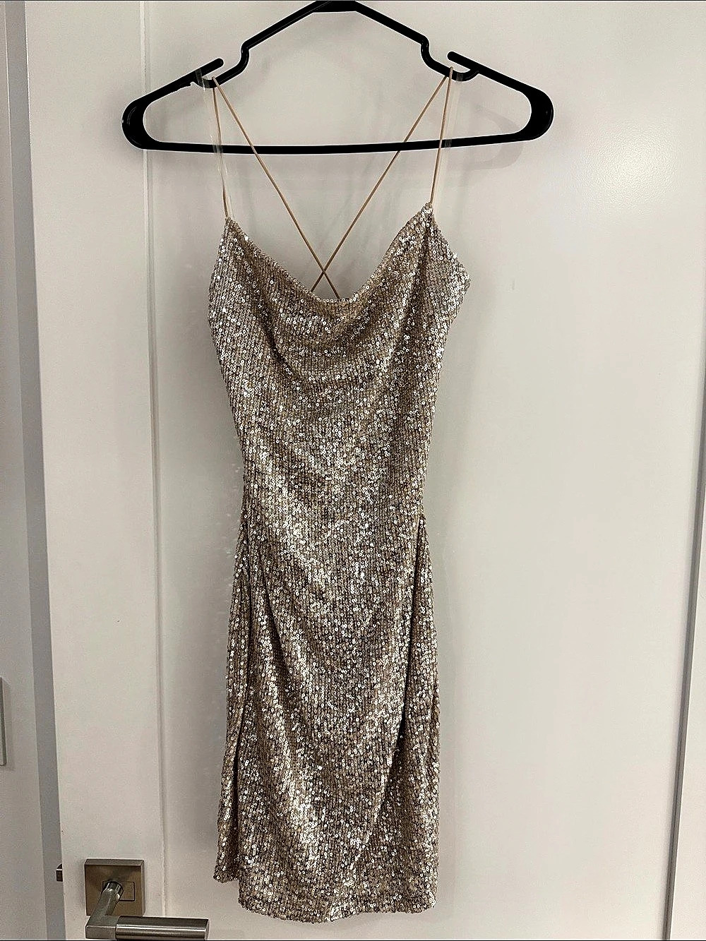 Princess Polly Aleecia Cowl Neck Mini Dress Gold